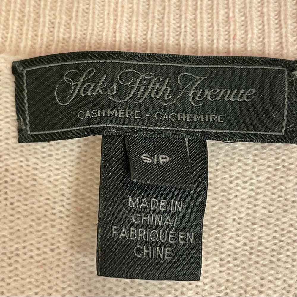 Saks Fifth Avenue 100% Cashmere Pearl Baby Pink Lightweight Sweater Size S - Picture 10 of 14